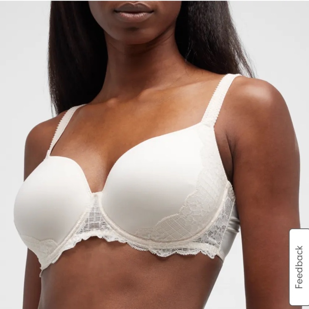 Simone Perele White Lace Trim Bra